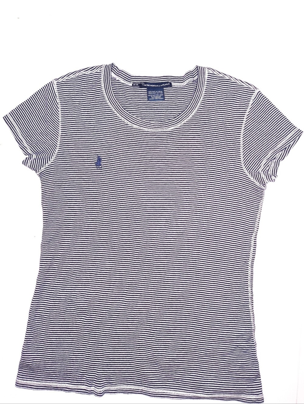 Vintage Ralph Lauren Sport Striped Tee Navy White Crewneck | Size M